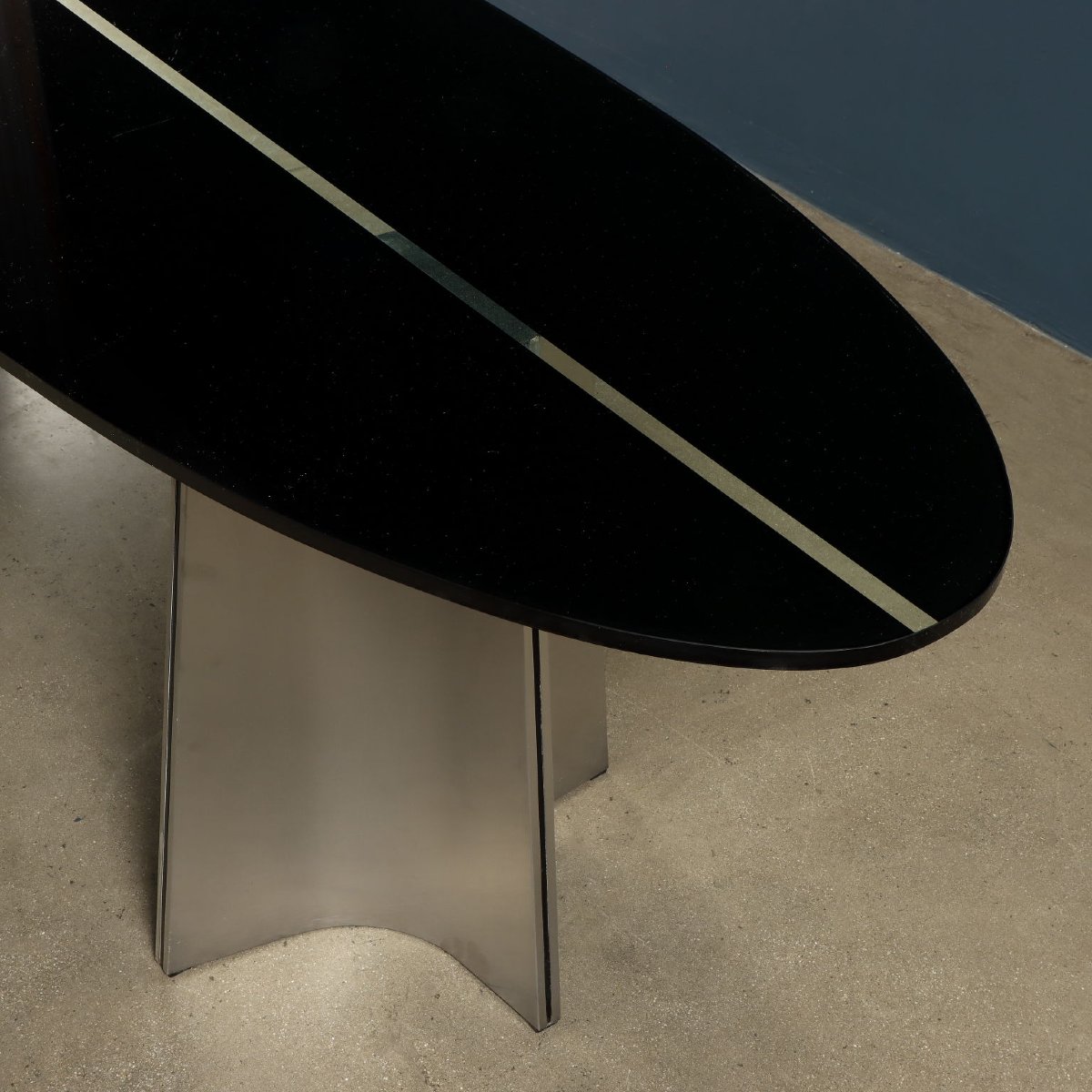 Table Arrmet 'Ufo' Vintage Design Luigi Saccardo Acier Cristal-photo-1