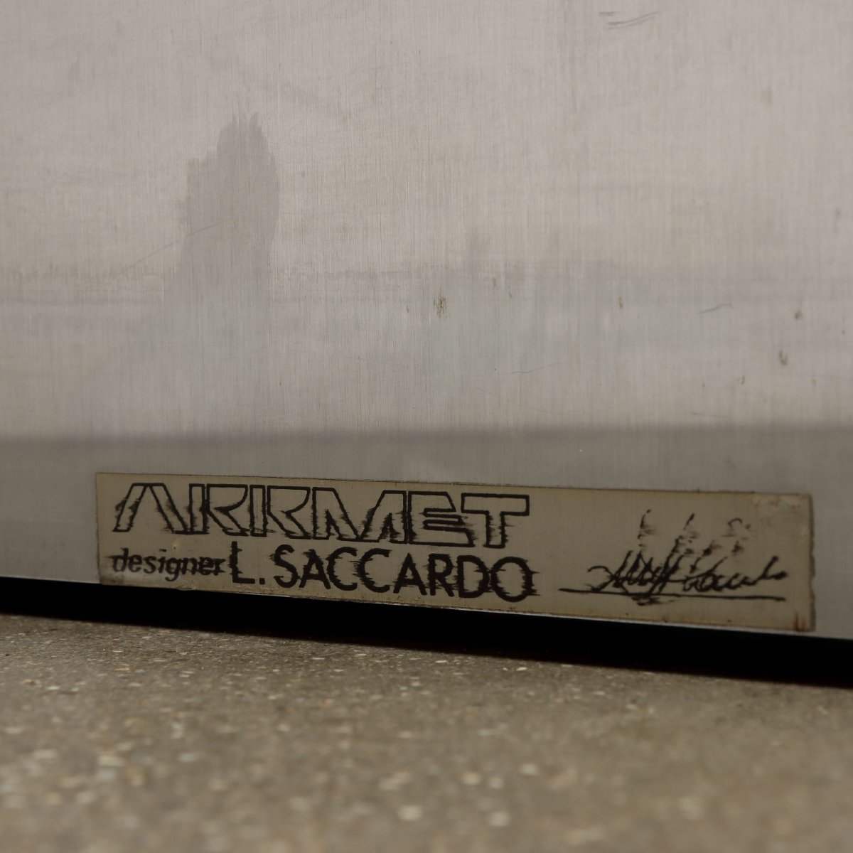 Table Arrmet 'Ufo' Vintage Design Luigi Saccardo Acier Cristal-photo-3