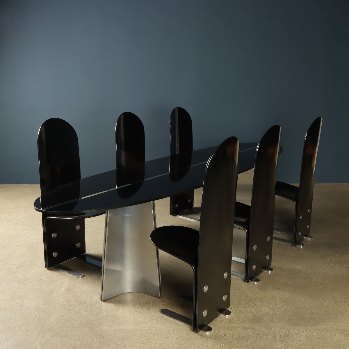 Table Arrmet 'Ufo' Vintage Design Luigi Saccardo Acier Cristal-photo-4