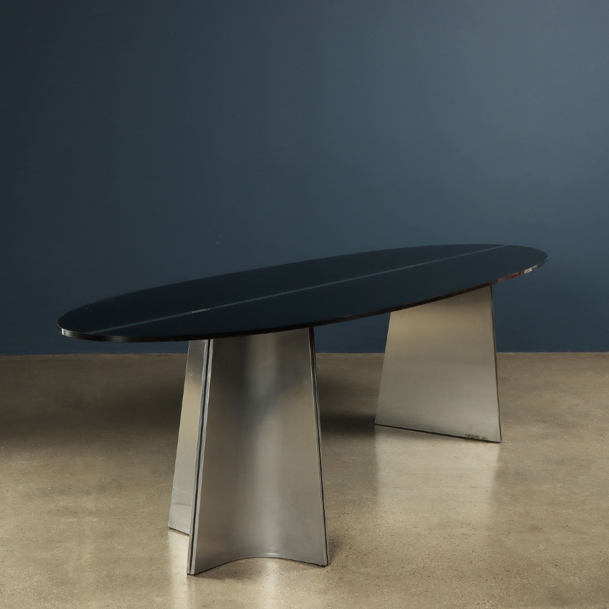 Table Arrmet 'Ufo' Vintage Design Luigi Saccardo Acier Cristal