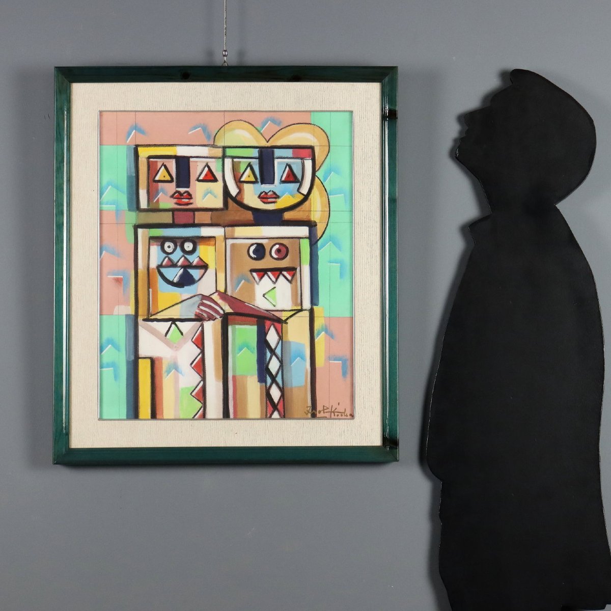 Tableau Contemporain Signé Ibrahim Kodra Huile sur Toile XXe Siècle-photo-2