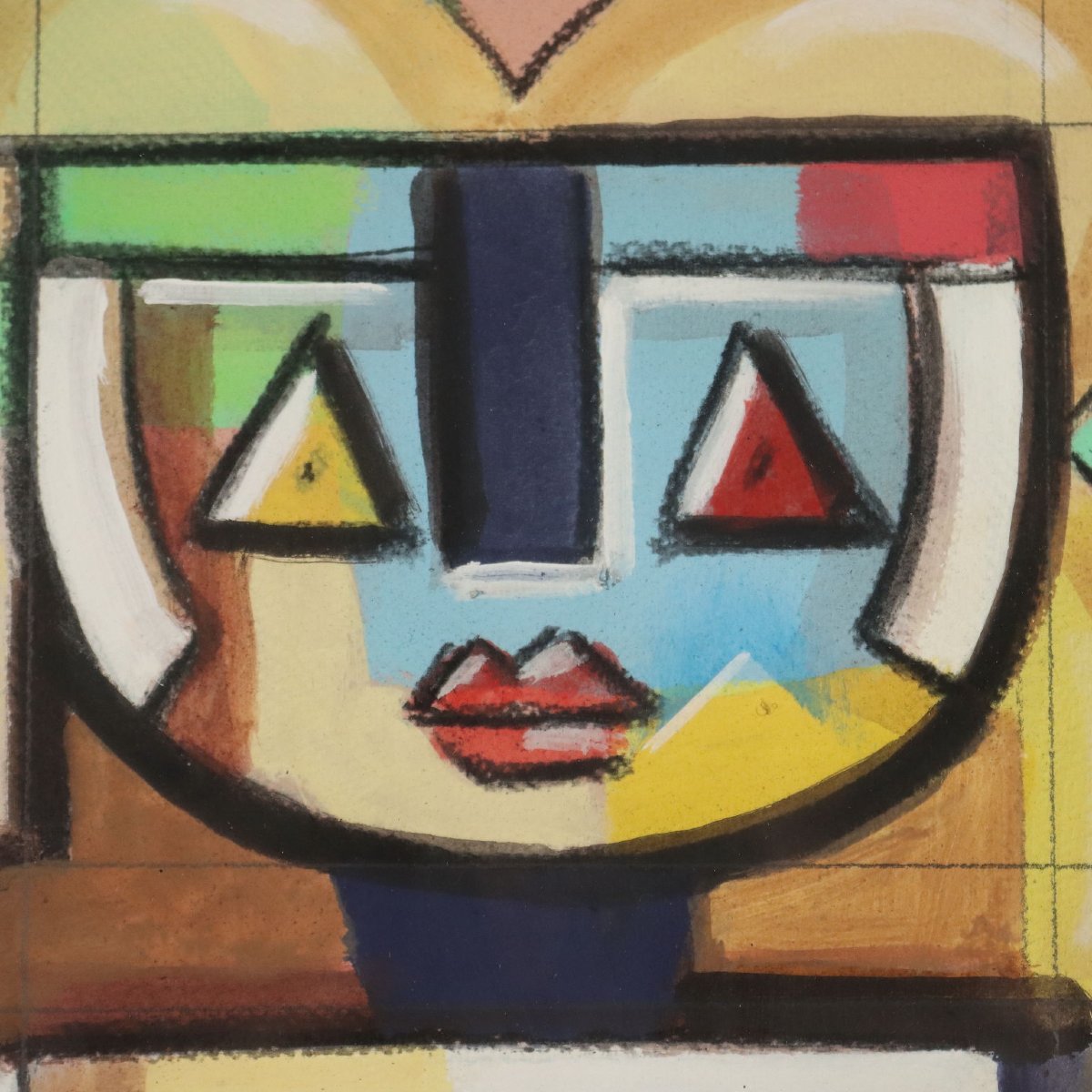 Tableau Contemporain Signé Ibrahim Kodra Huile sur Toile XXe Siècle-photo-1