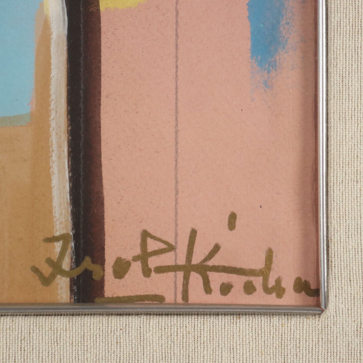 Tableau Contemporain Signé Ibrahim Kodra Huile sur Toile XXe Siècle-photo-3
