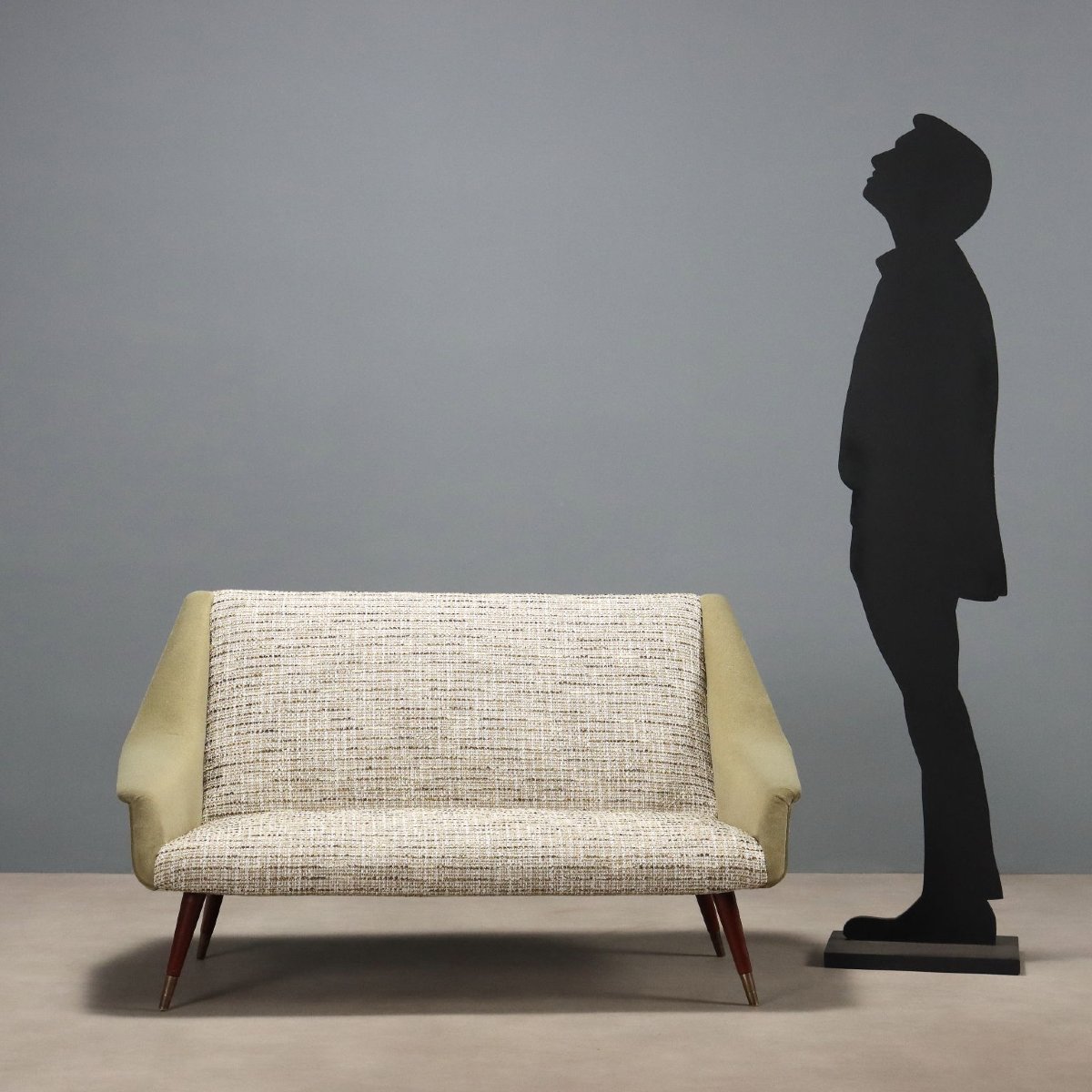 Small Vintage Sofa Fabric Foam Design Italy 1950s-1960s-photo-2