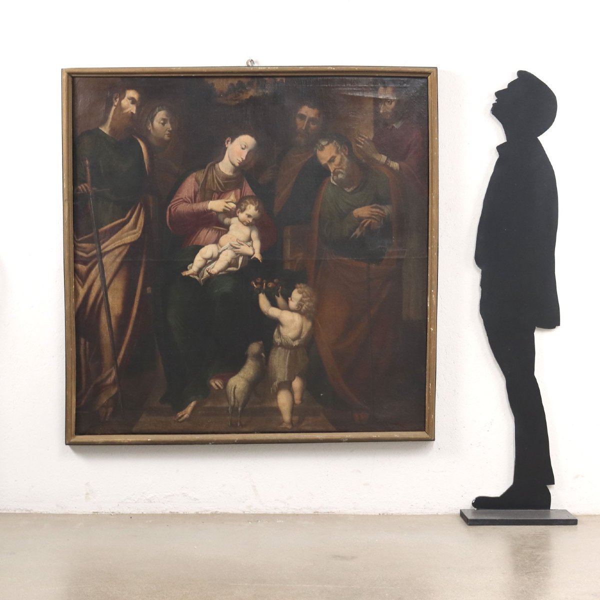 Tableau Ancien Sujet Sacré Huile sur Toile Italie XVII Siècle-photo-2