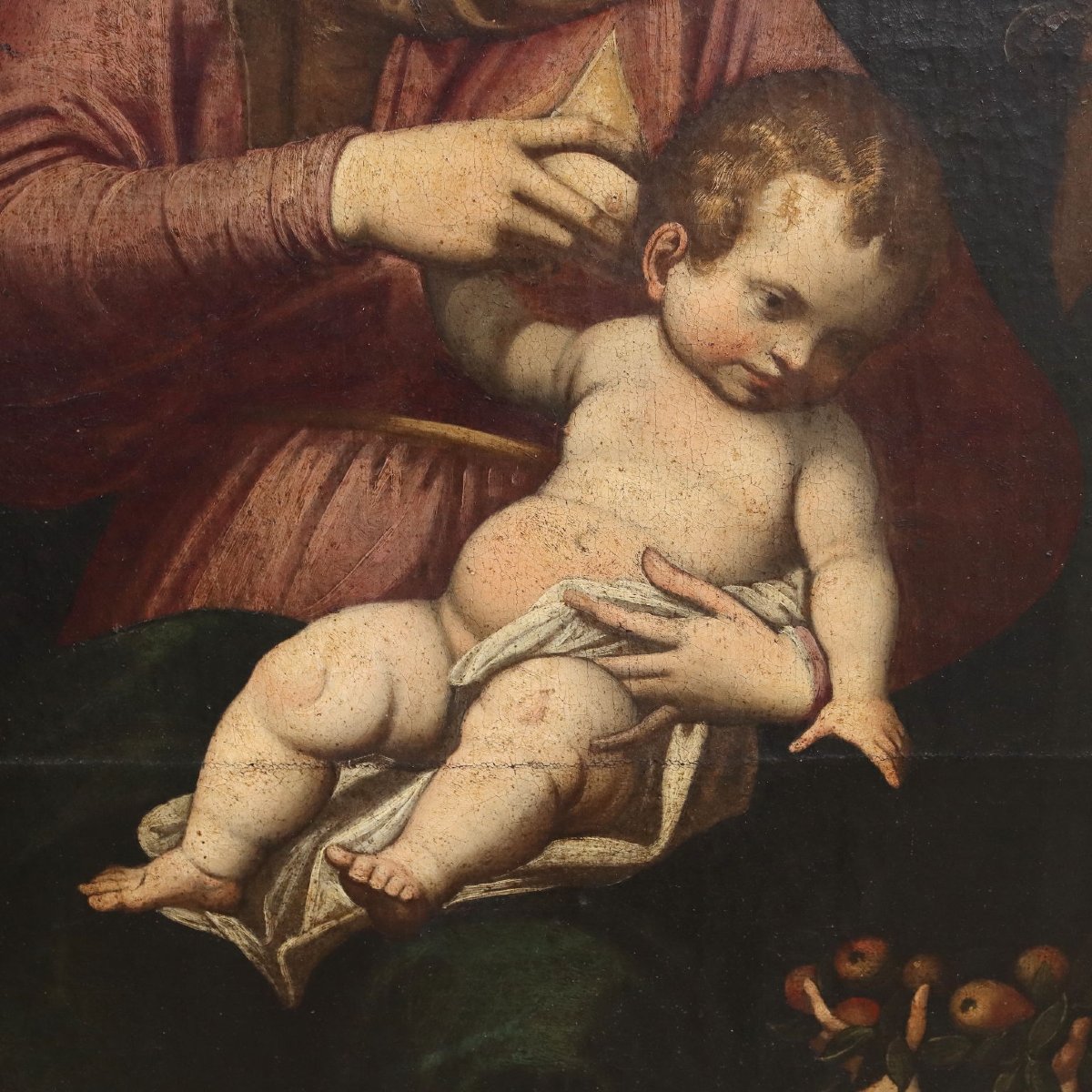 Tableau Ancien Sujet Sacré Huile sur Toile Italie XVII Siècle-photo-4
