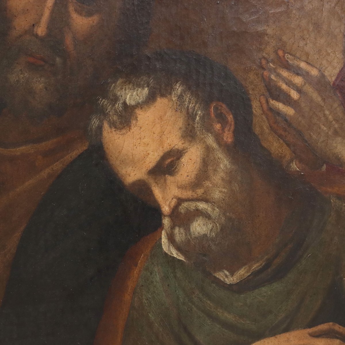 Tableau Ancien Sujet Sacré Huile sur Toile Italie XVII Siècle-photo-1