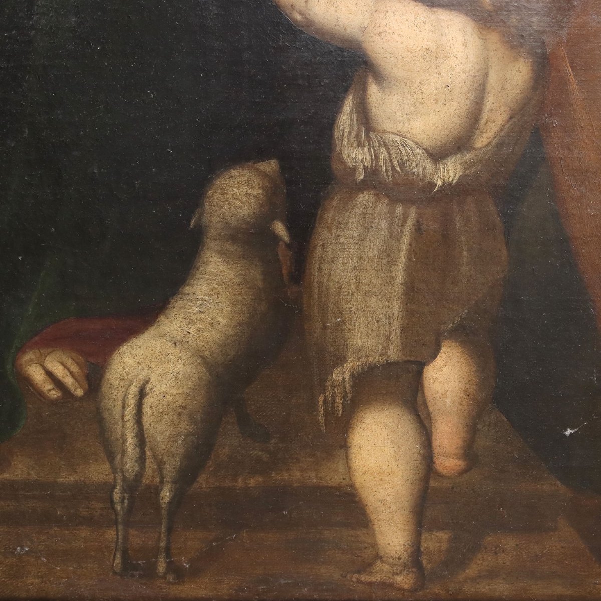 Tableau Ancien Sujet Sacré Huile sur Toile Italie XVII Siècle-photo-3