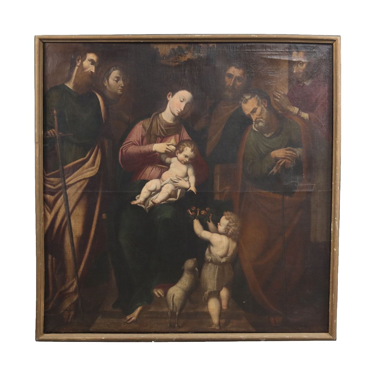 Tableau Ancien Sujet Sacré Huile sur Toile Italie XVII Siècle