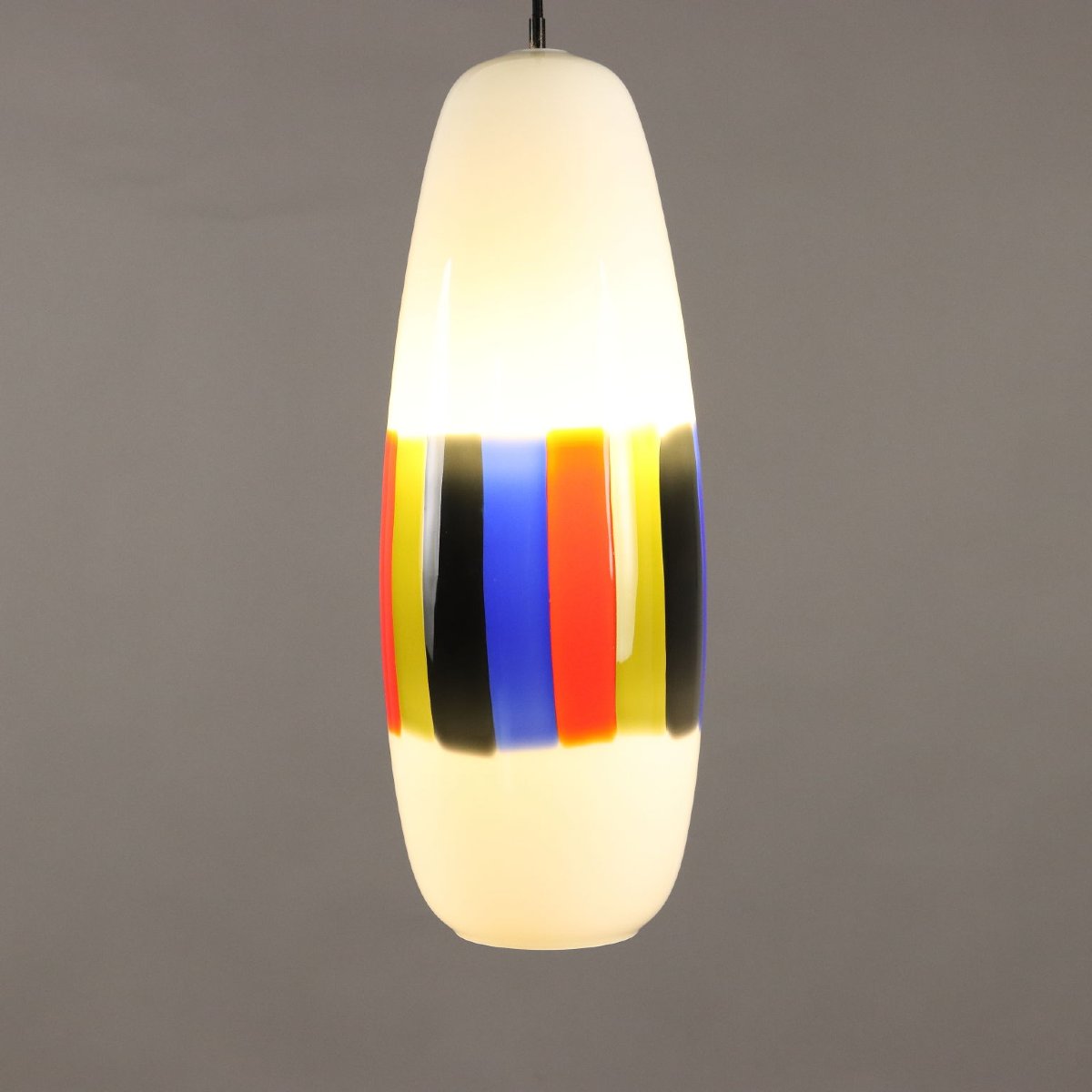 Vintage 1960s Ceiling Lamp Attr. To Massimo Vignelli Glass -photo-3