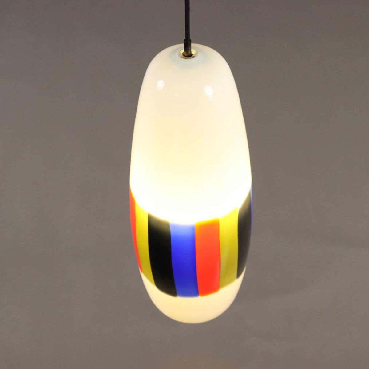 Vintage 1960s Ceiling Lamp Attr. To Massimo Vignelli Glass -photo-1