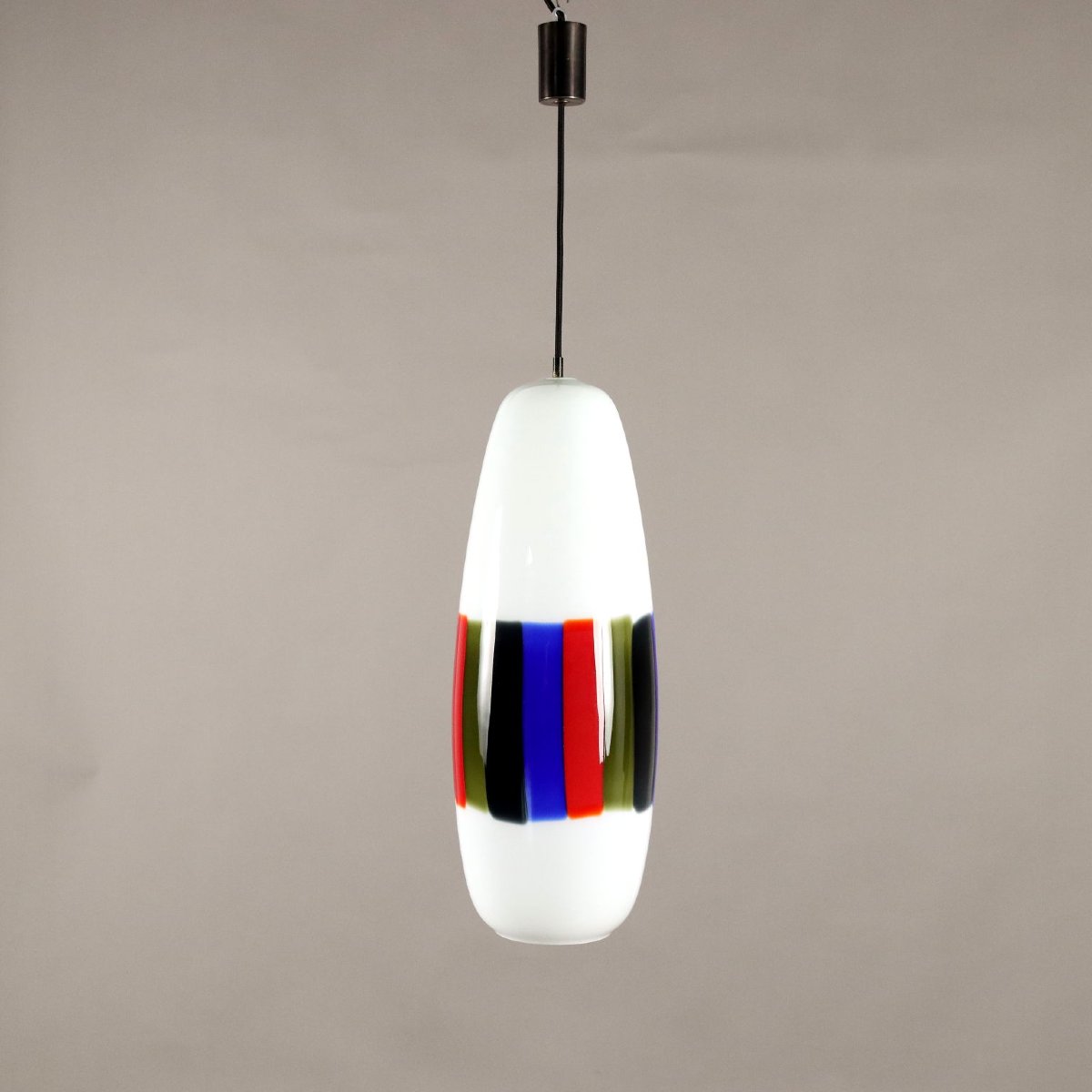 Vintage 1960s Ceiling Lamp Attr. To Massimo Vignelli Glass -photo-2