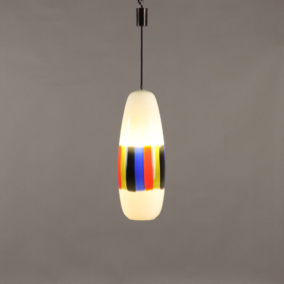 Vintage 1960s Ceiling Lamp Attr. To Massimo Vignelli Glass 