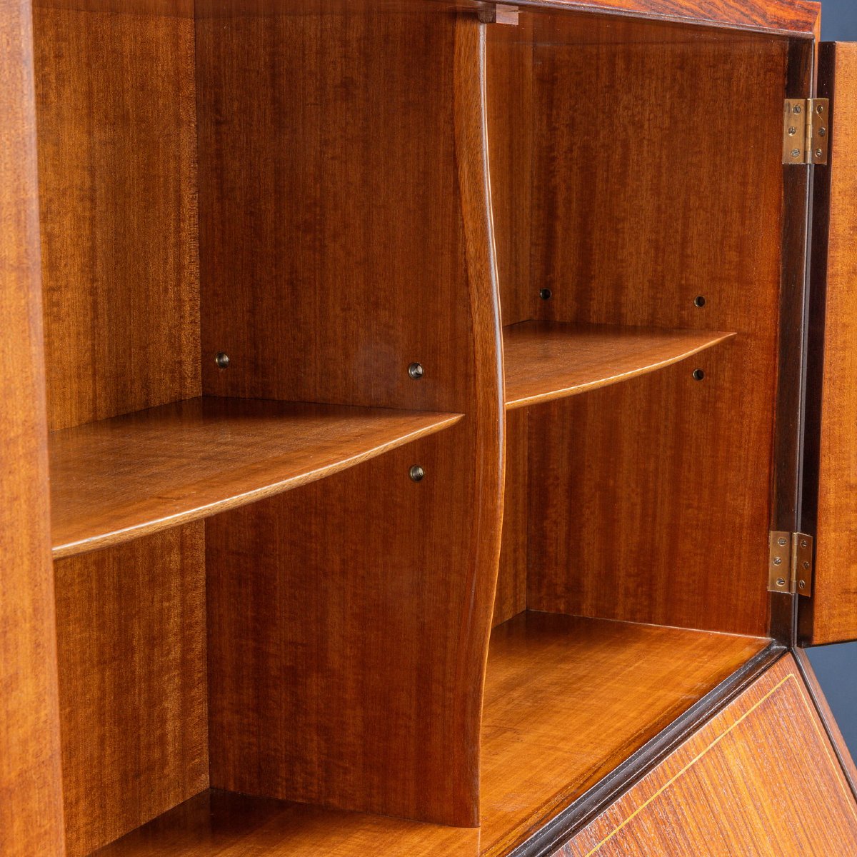 Meuble Abattant Vintage Bois Exotique Design Années 1950-photo-3