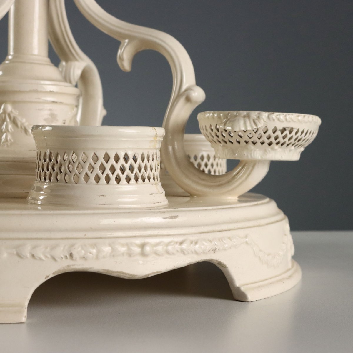 Plat De Ménage Centerpiece, Bassano Earthenware, Italy, Late 19th Century-photo-3