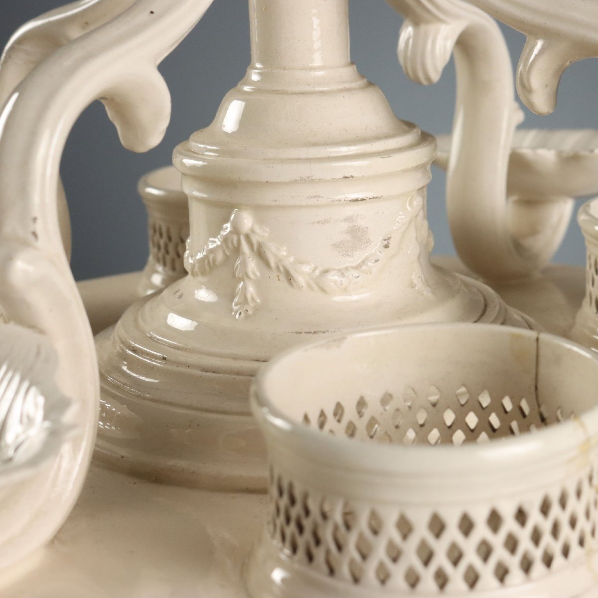 Plat De Ménage Centerpiece, Bassano Earthenware, Italy, Late 19th Century-photo-6