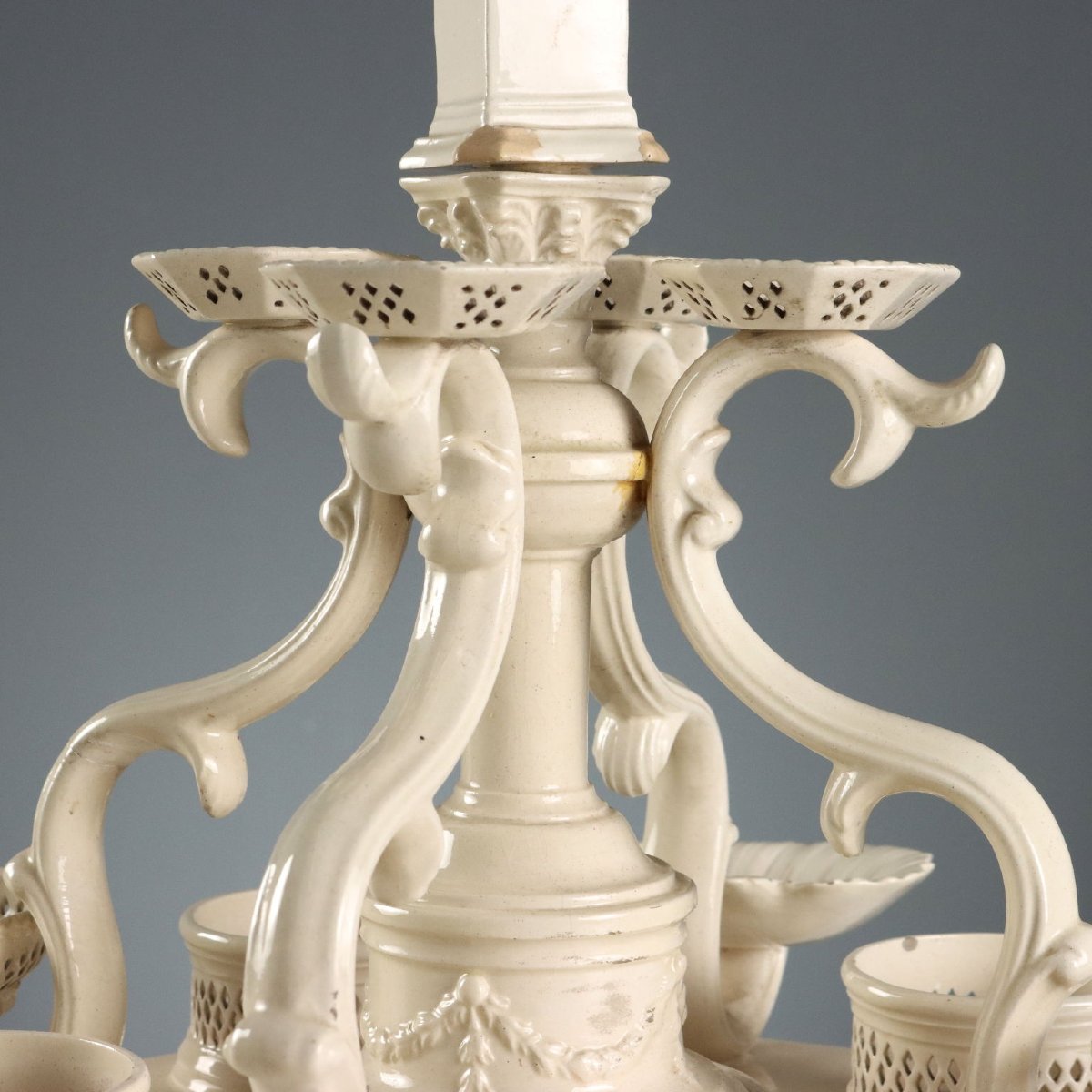 Plat De Ménage Centerpiece, Bassano Earthenware, Italy, Late 19th Century-photo-8