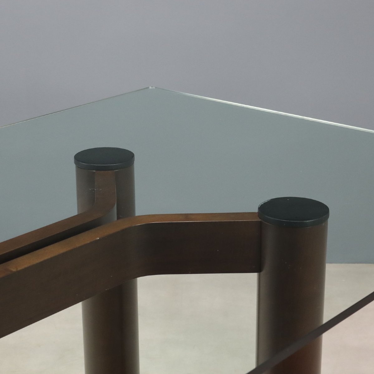 Great Vintage Table Glass Top Wood Marble Design Italy 1980s-photo-1