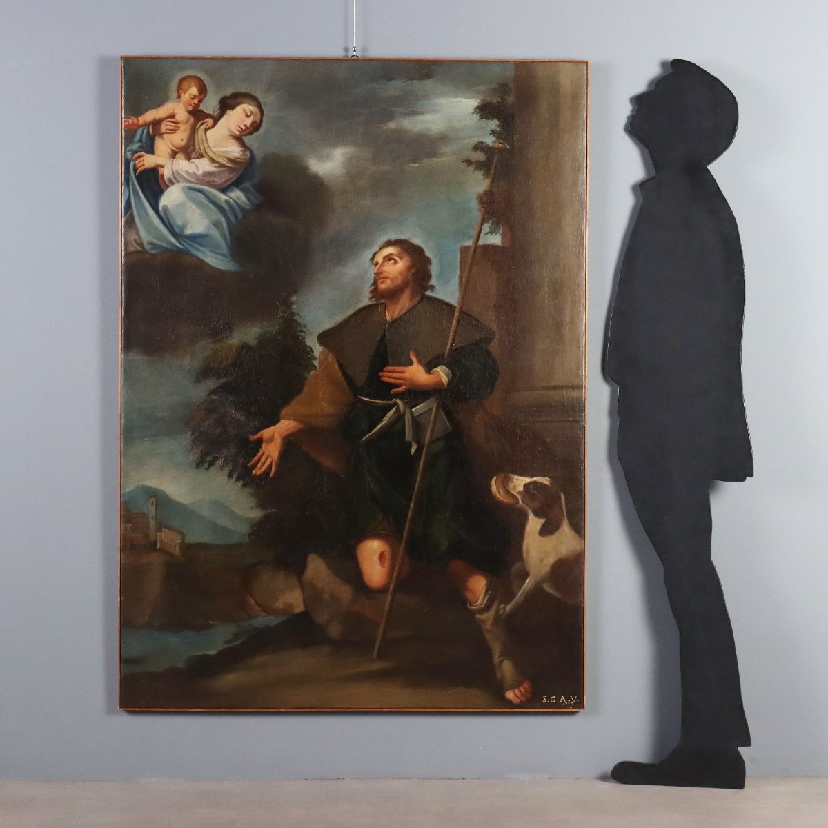 Tableau Ancien Sujét Sacré Huile sur Toile 1747-photo-2