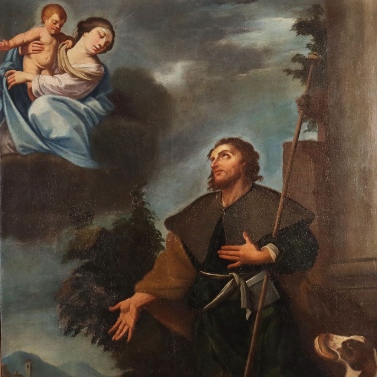 Tableau Ancien Sujét Sacré Huile sur Toile 1747-photo-3