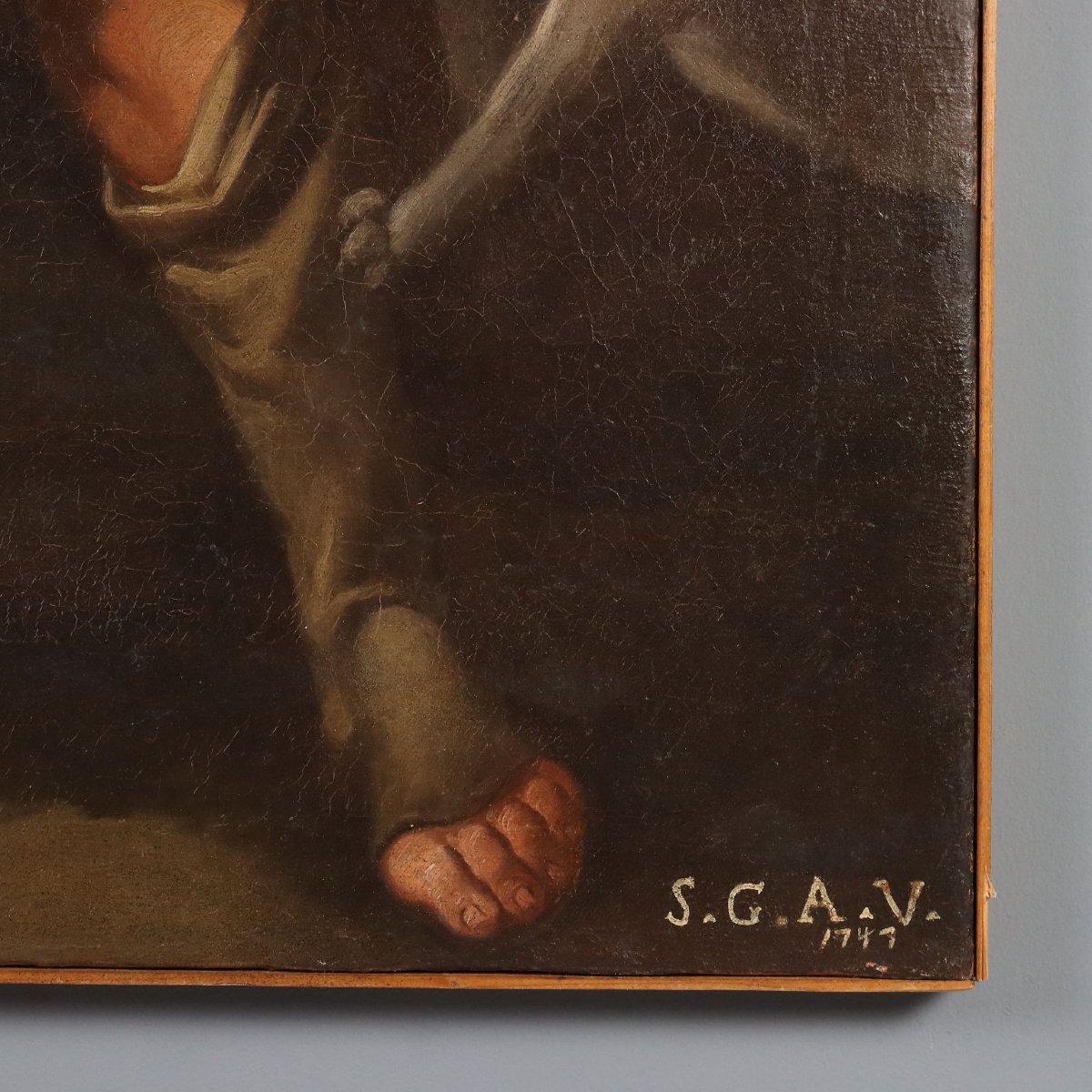 Tableau Ancien Sujét Sacré Huile sur Toile 1747-photo-5