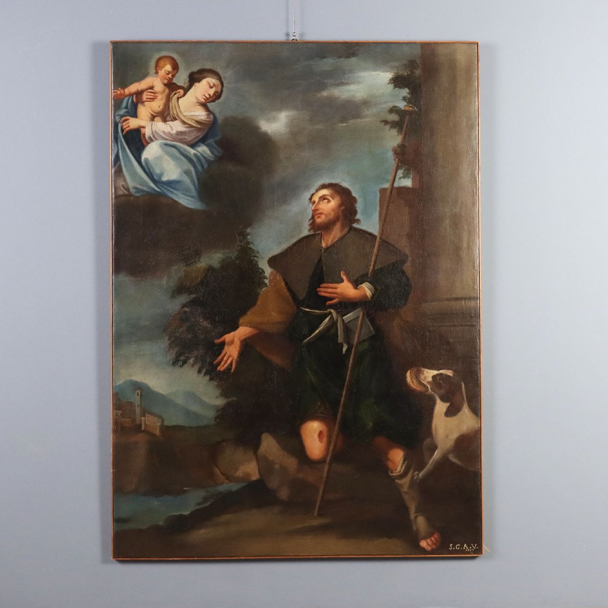 Tableau Ancien Sujét Sacré Huile sur Toile 1747