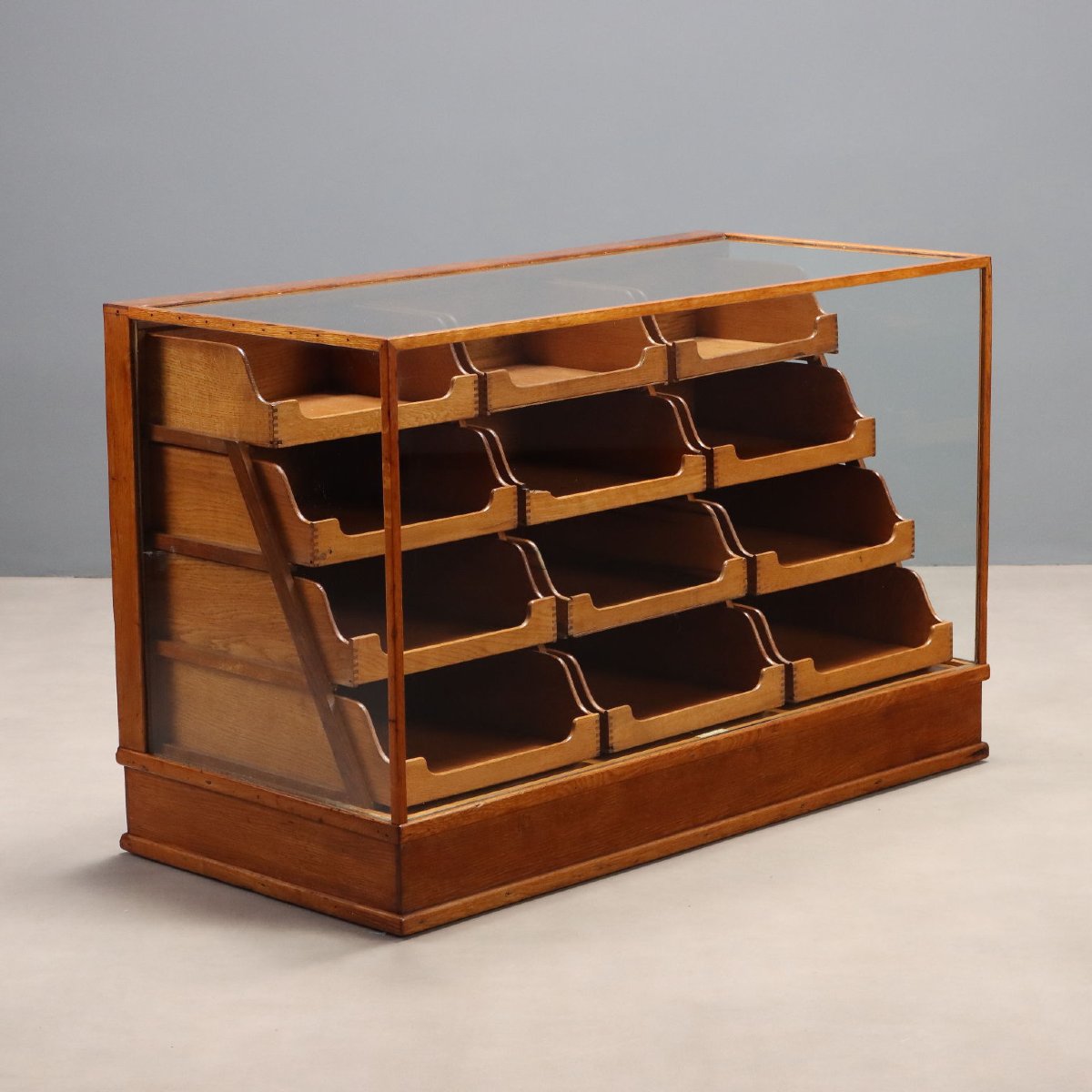 Comptoir de Magasin Vintage Chêne Verre Design des Années 1940