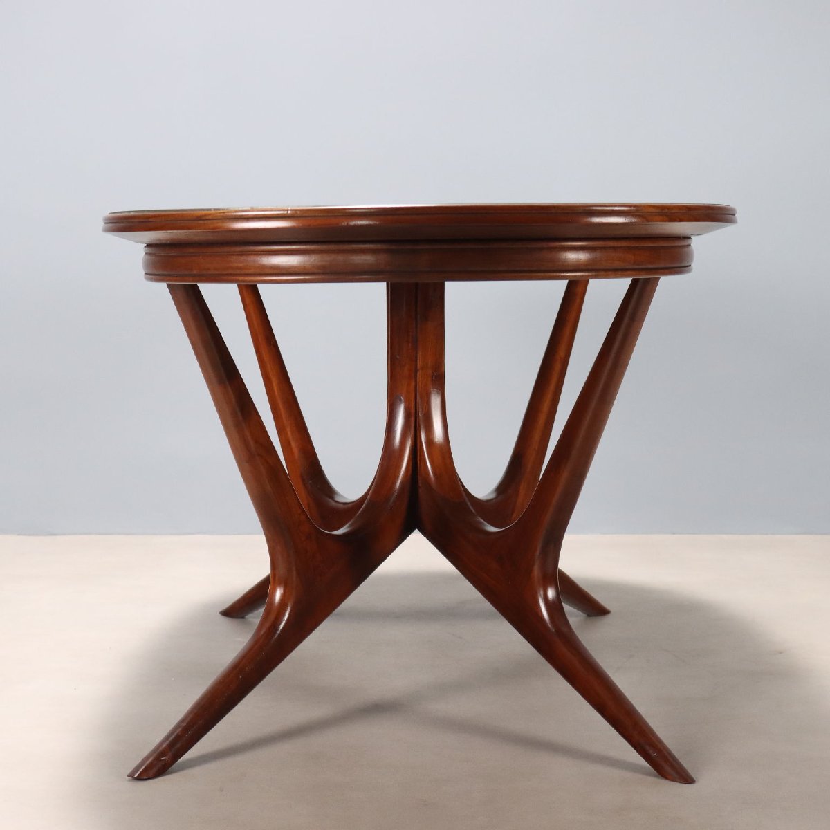 Vintage Table Painted Beech Glass Design Italy 1950s-photo-3