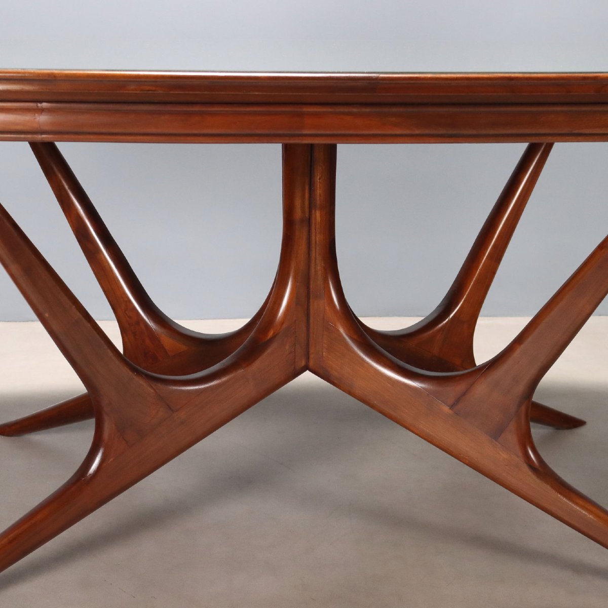 Vintage Table Painted Beech Glass Design Italy 1950s-photo-2