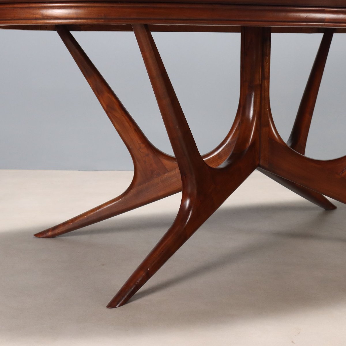 Vintage Table Painted Beech Glass Design Italy 1950s-photo-3