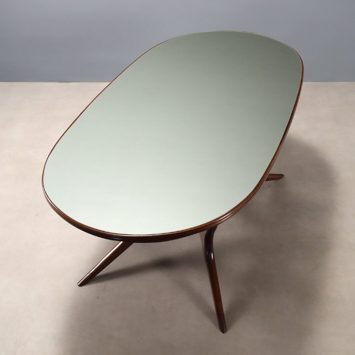 Vintage Table Painted Beech Glass Design Italy 1950s-photo-4