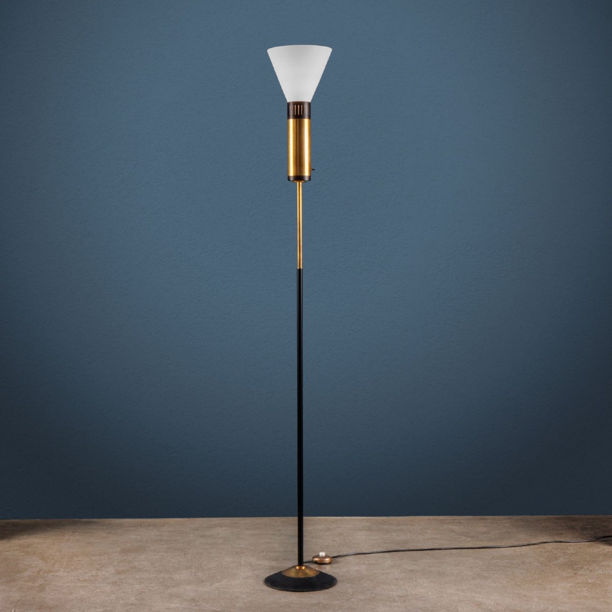Stilnovo Vintage Floor Lamp Aluminium Brass Metal Italy 1960s-photo-2