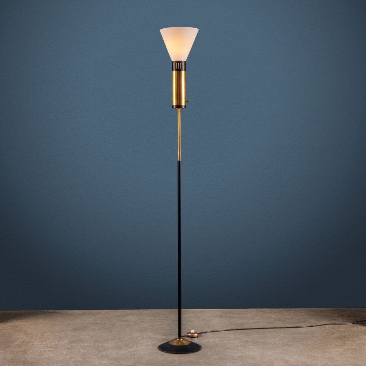 Stilnovo Vintage Floor Lamp Aluminium Brass Metal Italy 1960s