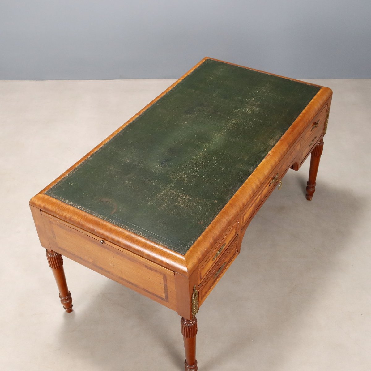 Mahogany Desk With Mahogany Burl Trim, Italy, First Half Of The 20th Century-photo-3