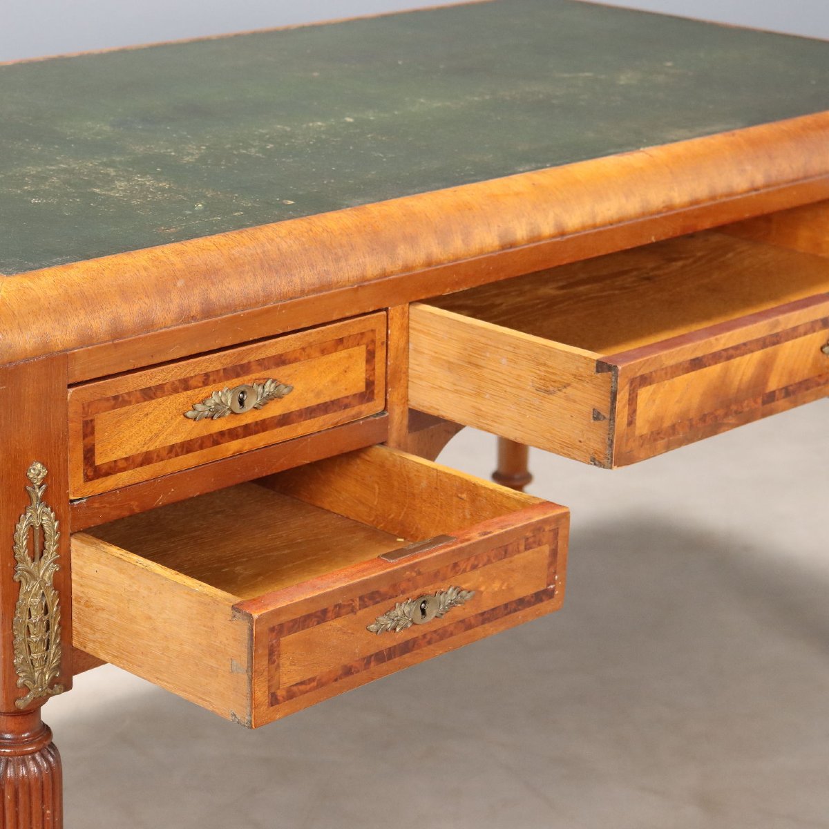 Mahogany Desk With Mahogany Burl Trim, Italy, First Half Of The 20th Century-photo-7