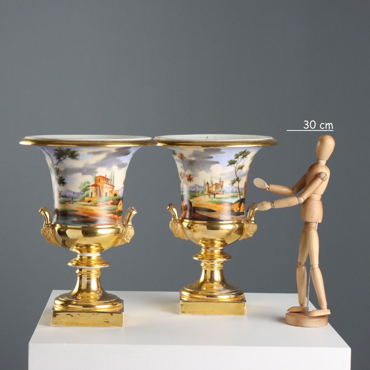 Vases Anciens Porcelaine Peinte Décorations France XIXe Siècle-photo-7