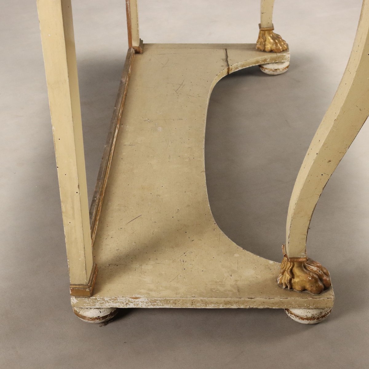 Restored Console Table In Lacquered And Gilded Walnut, Italy, Second Quarter Of The 19th Century-photo-3