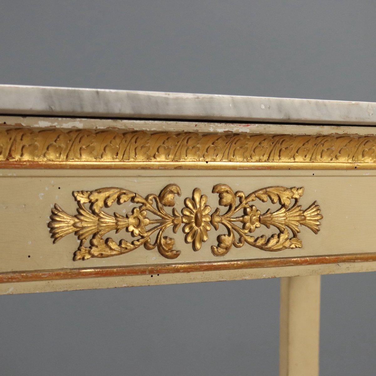 Restored Console Table In Lacquered And Gilded Walnut, Italy, Second Quarter Of The 19th Century-photo-4