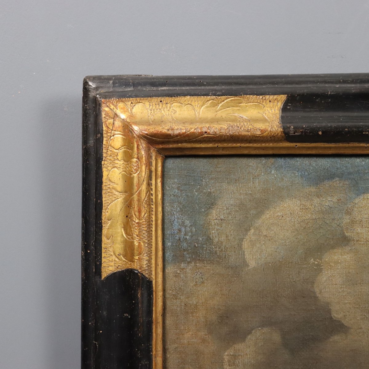 Antique Painting Stormy Sea With Sailing Ships Oil On Canvas '700-photo-4