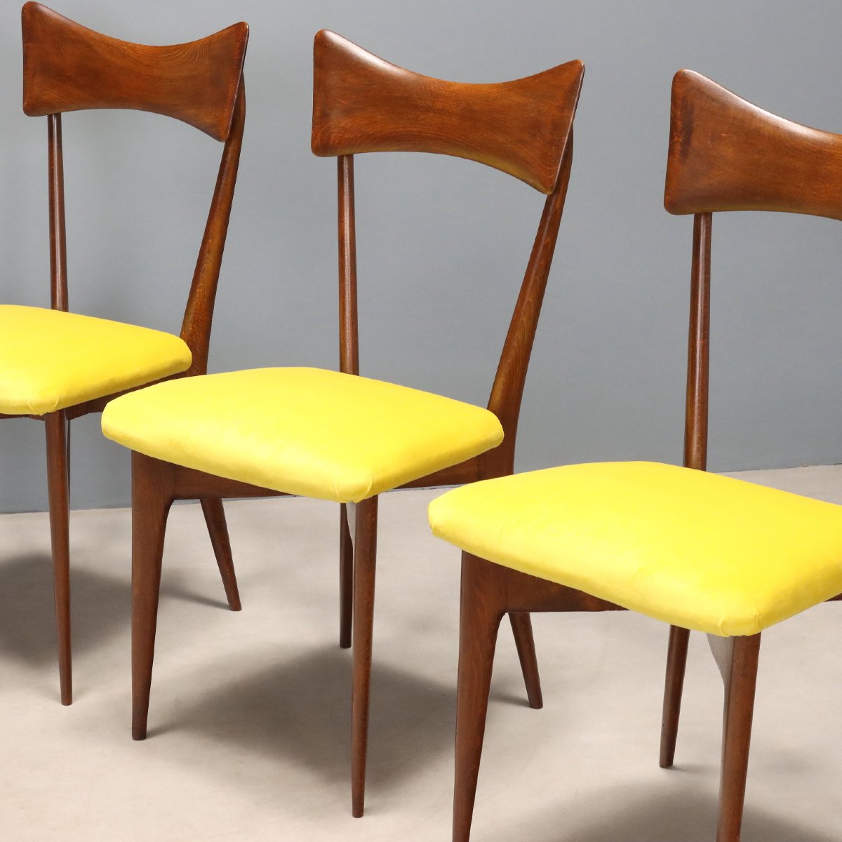 Chaises Vintage Hêtre Teinté Velours Design des Années 50-60-photo-3