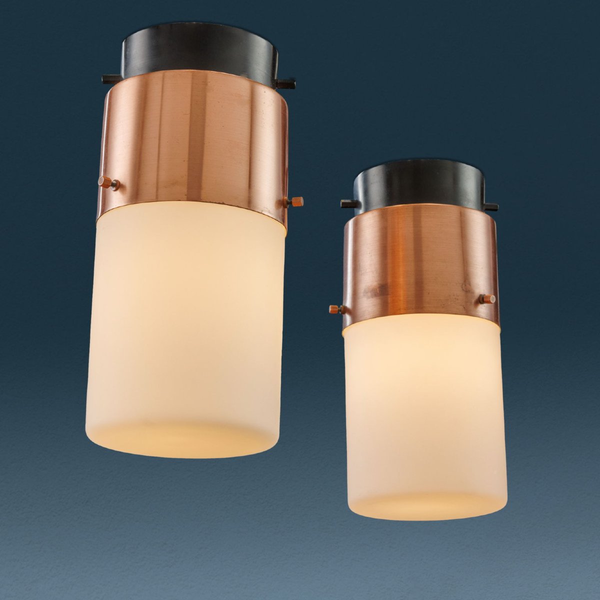 Stilnovo '1245' Lamps Vintage Copper Aluminium Italy 1960s