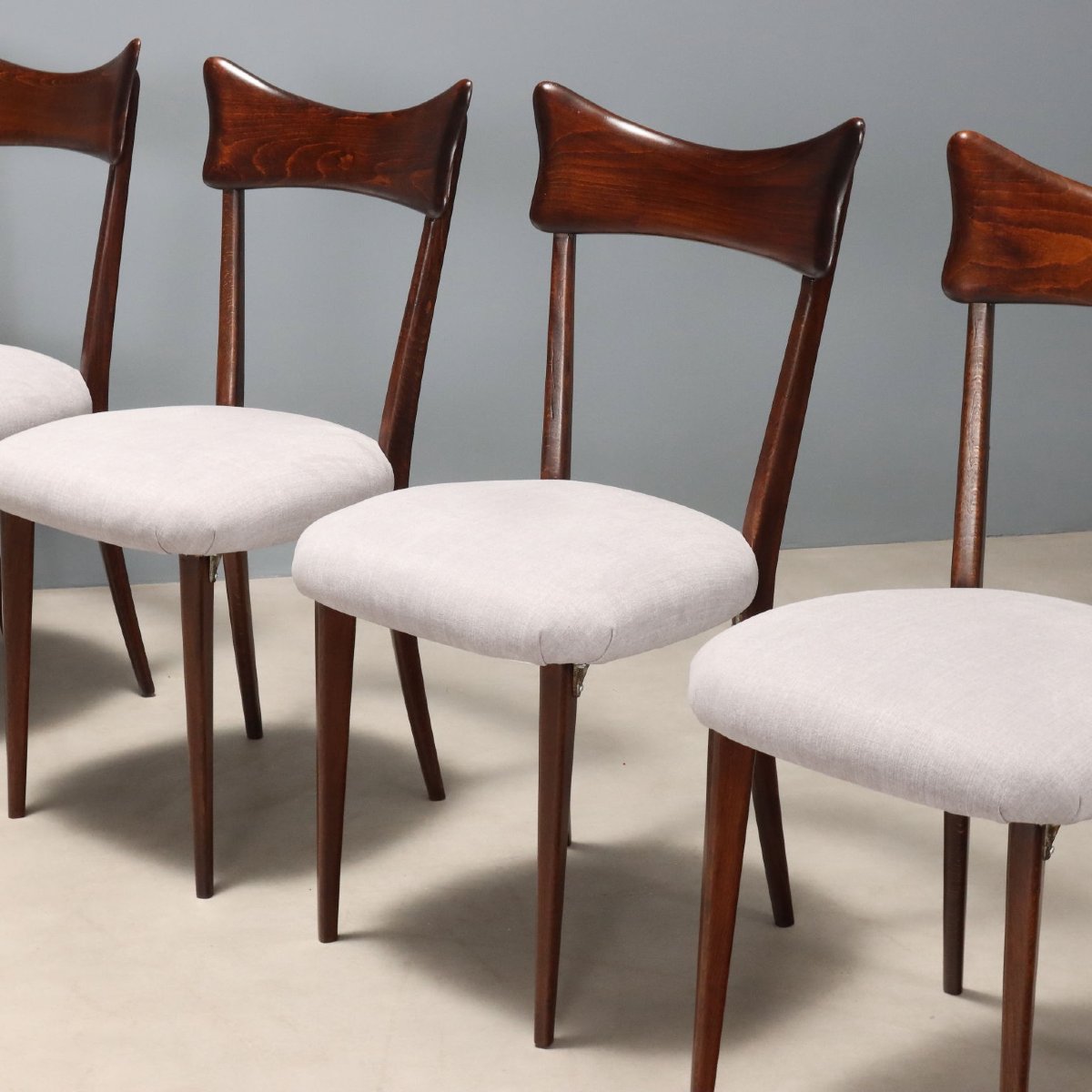Vintage Dining Chairs Painted Beech Fabric Design 1950s-photo-3