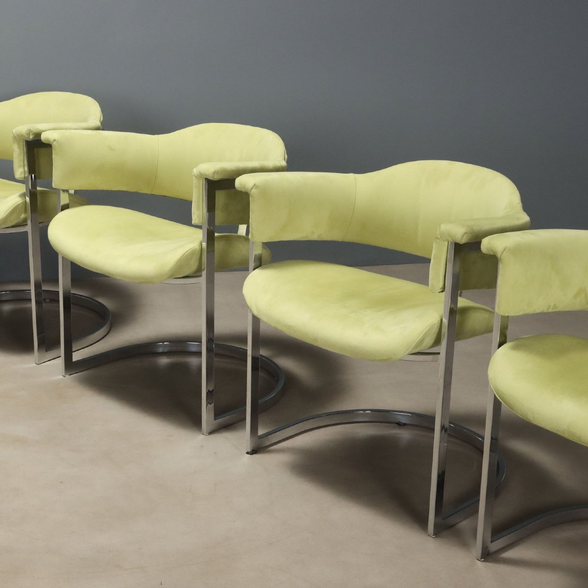 Vintage Saporiti Chairs Design Vittorio Introini Fabric 1970s-photo-4
