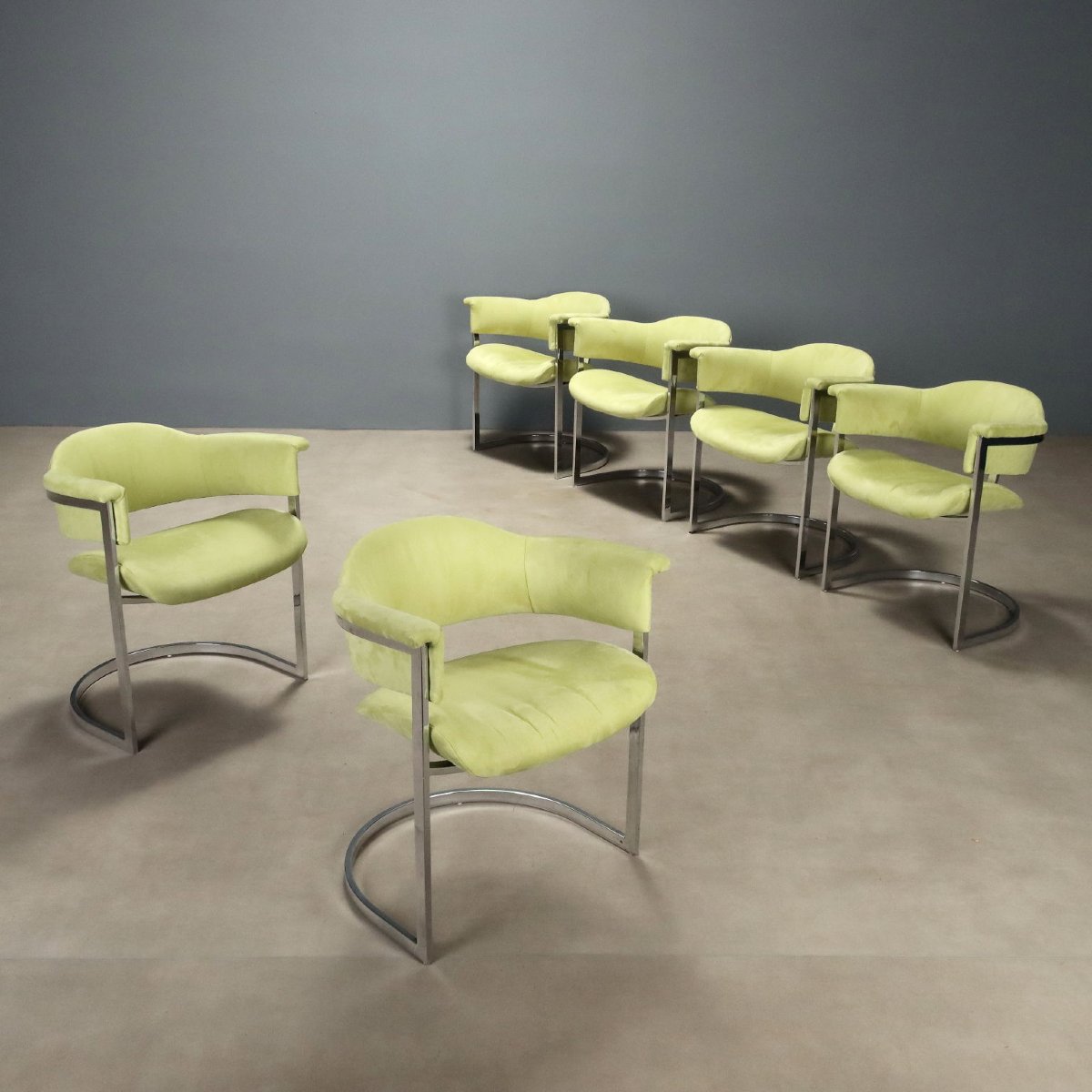 Vintage Saporiti Chairs Design Vittorio Introini Fabric 1970s