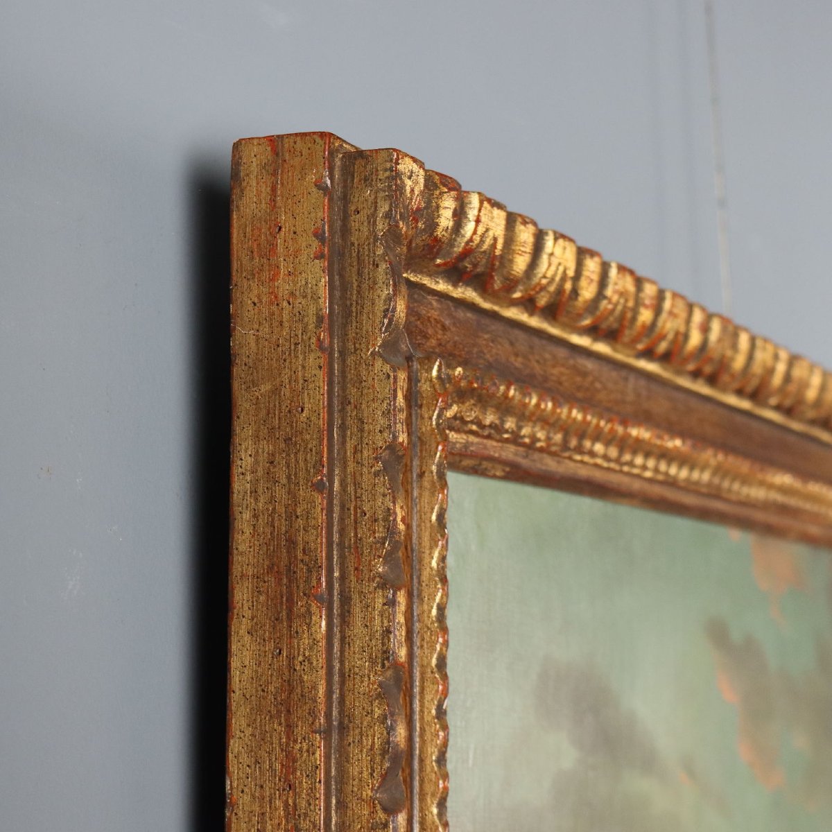 Antique Painting Port Scene Oil On Canvas French School XVIII Century-photo-7