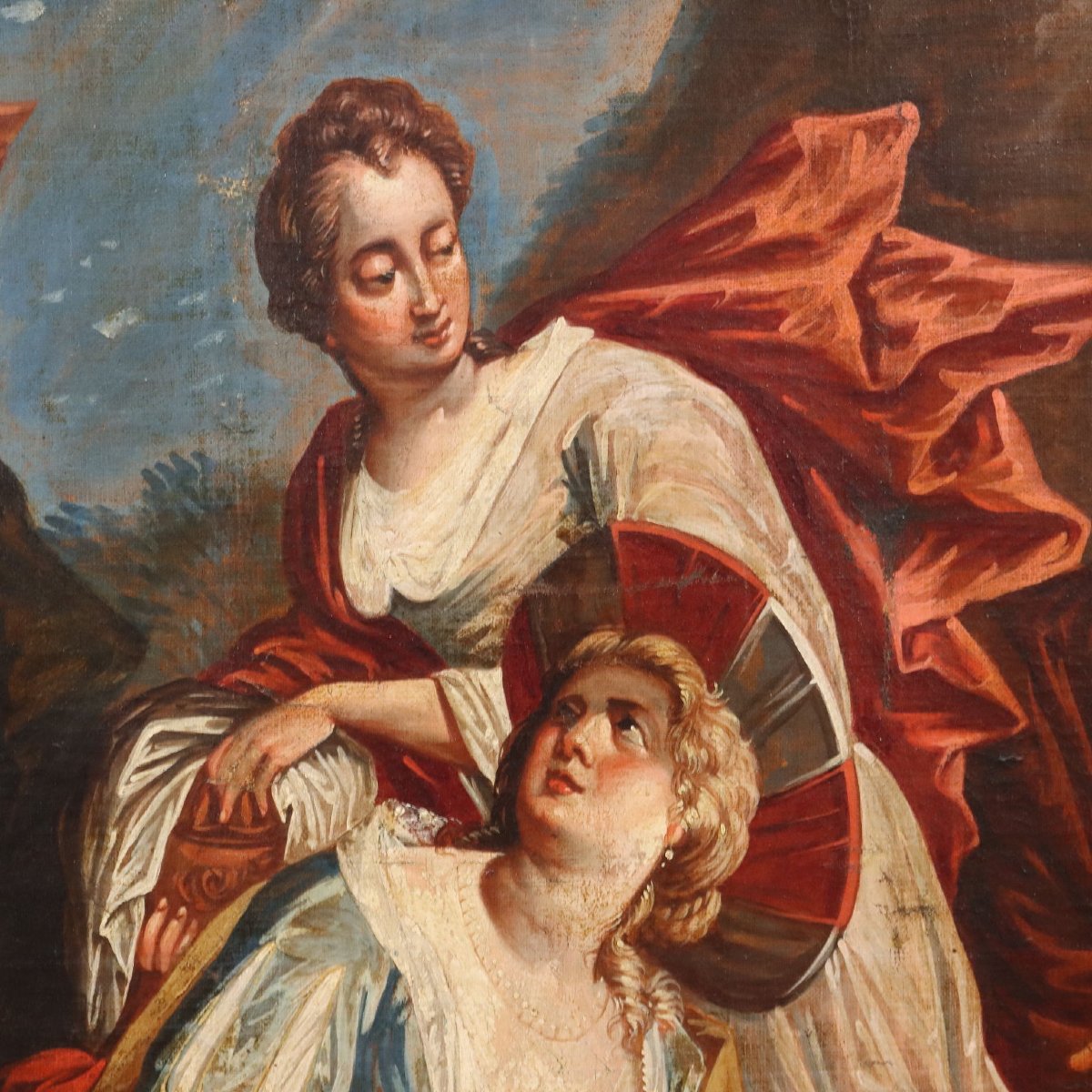 Tableau Ancien La Récolte de la Manne Huile sur Toile XVIIIe Siècle-photo-2
