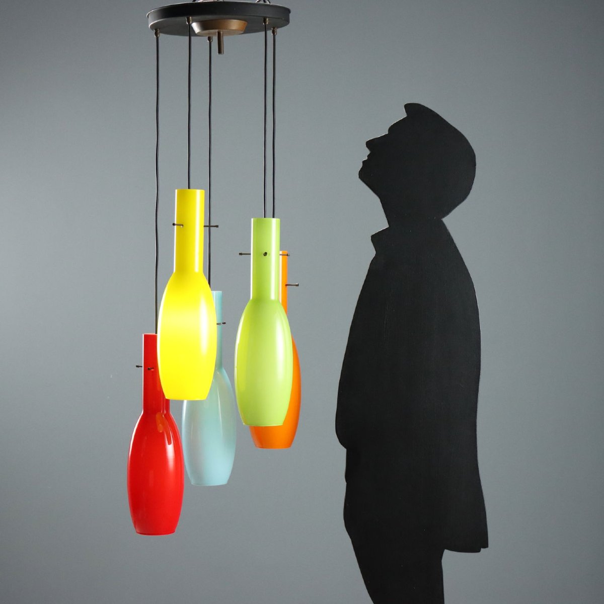 Lampe à Suspension Verres Colorés Design Italie Années 1960-photo-2