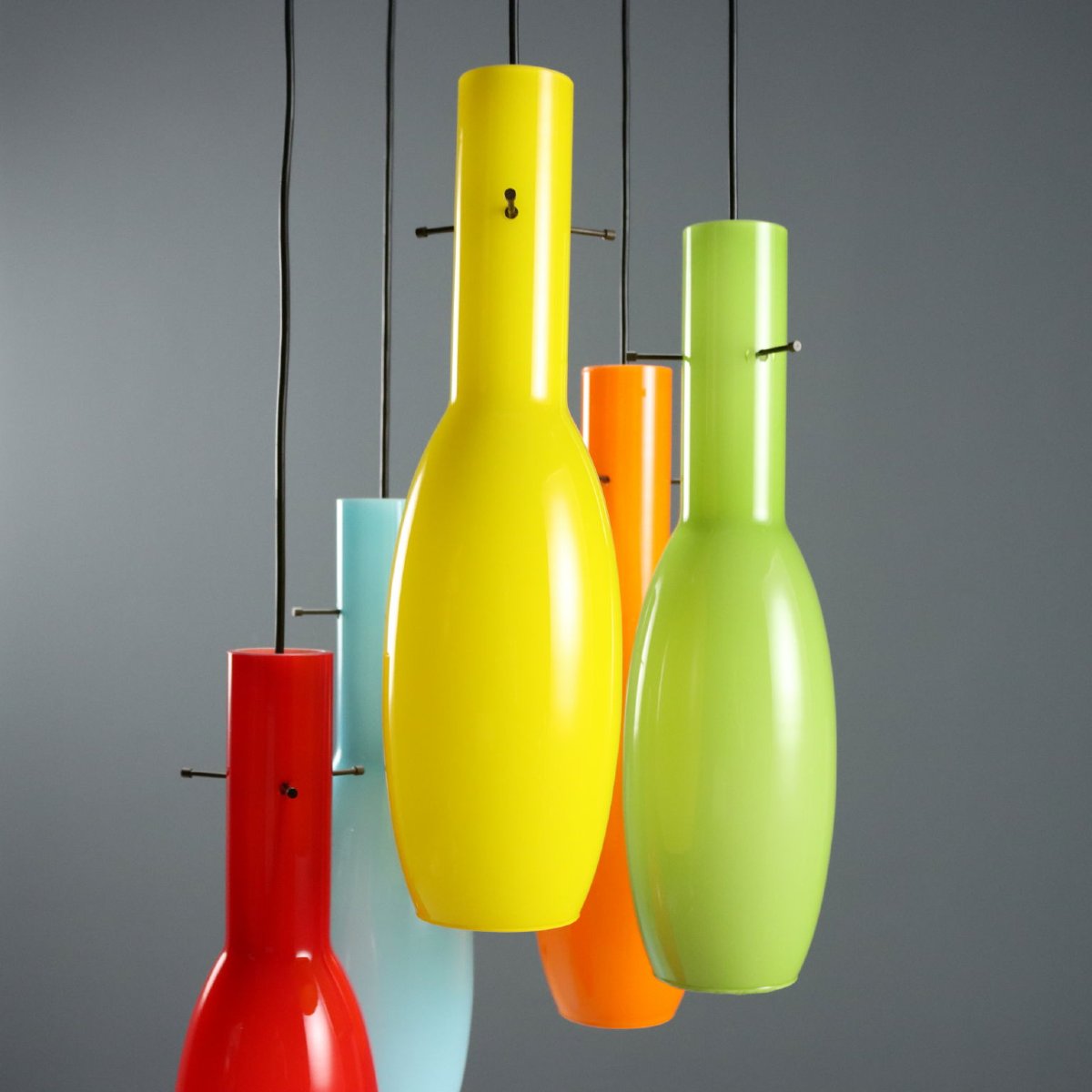 Lampe à Suspension Verres Colorés Design Italie Années 1960-photo-3