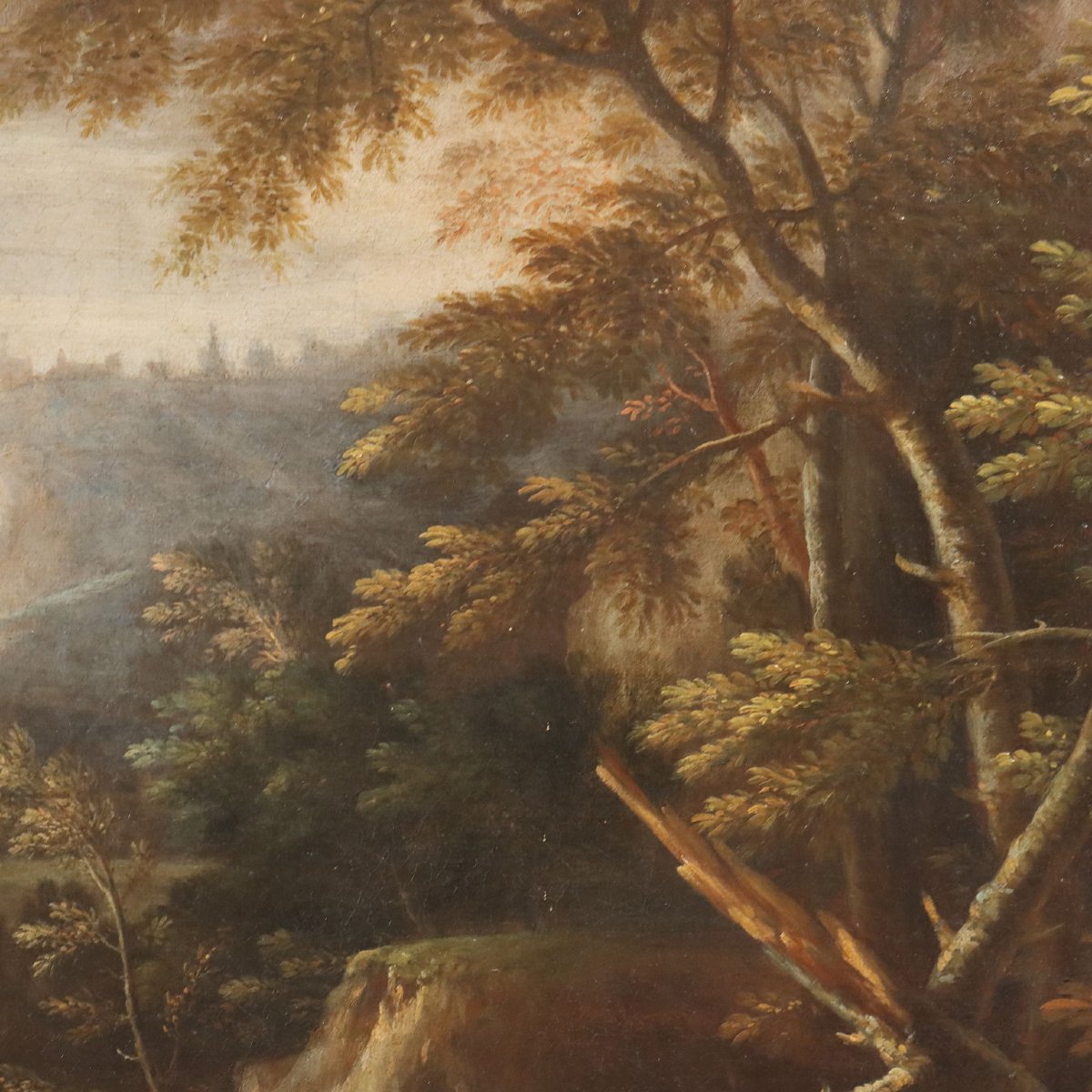 Antique Painting Venetian Landscape Oil On Canvas '700-photo-4