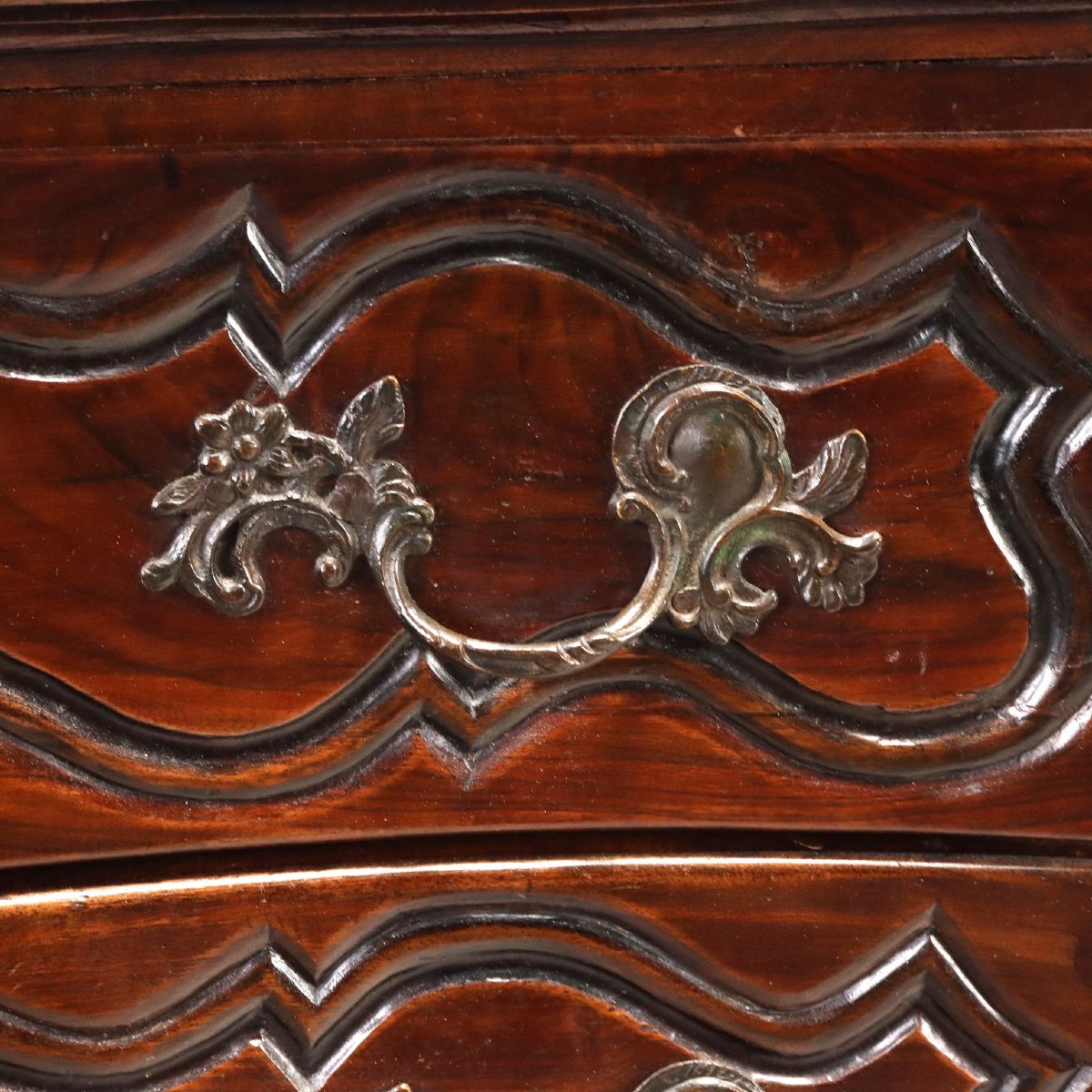 Commode Baroque Ancienne Noyer Gravé France XVIIIe Siècle-photo-2